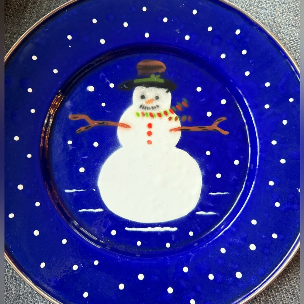 Enamelware snowman plate